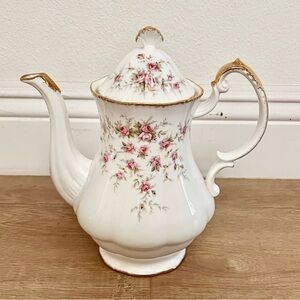 Vtg Paragon "Victoriana Rose" Fine Bone China Tea Coffee Pot & Lid, Pink Rose‎